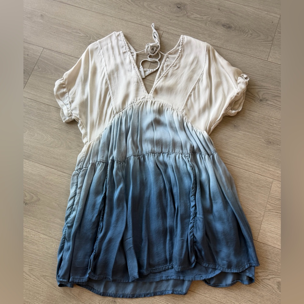 Free People Cream to Blue Ombre Mini Dress